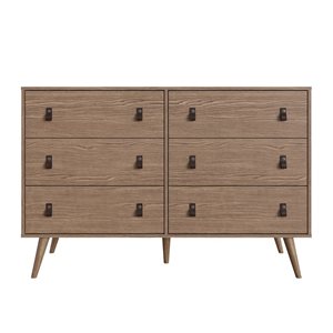 Manhattan Comfort Amber Brown 6-Drawer Double Dresser
