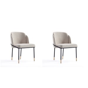 Chaises de salle à manger contemporaines Flor par Manhattan Comfort rembourrées en coton blé avec cadre en métal, ensembl…