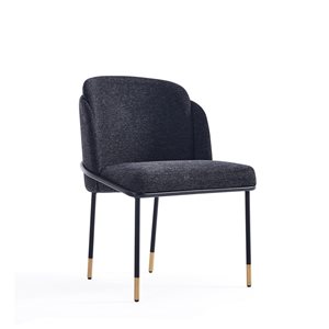 Chaise de salle à manger contemporaine Flor par Manhattan Comfort rembourrée en coton noir avec cadre en métal