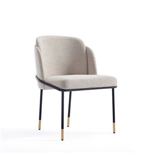 Chaise de salle à manger contemporaine Flor par Manhattan Comfort rembourrée en coton blé avec cadre en métal