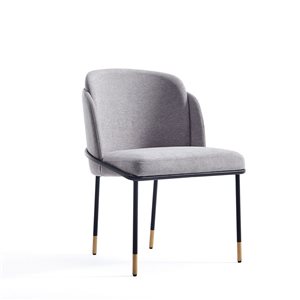 Chaise de salle à manger contemporaine Flor par Manhattan Comfort rembourrée en coton gris avec cadre en métal