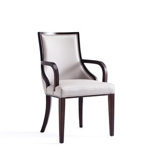 Manhattan Comfort Grand Light Grey Faux Leather Upholstered Dining Chair with Wood Frame