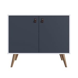 Manhattan Comfort Amber White and Blue Composite Accent Cabinet