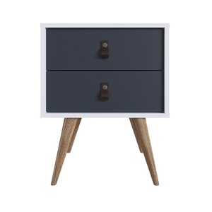 Manhattan Comfort Amber White and Blue Nightstand