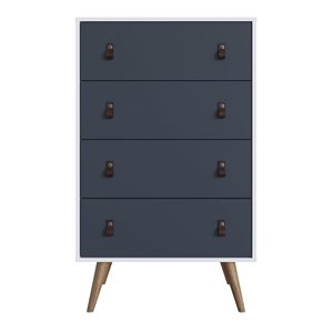 Manhattan Comfort Amber White and Blue 4-Drawer Dresser