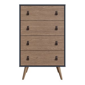 Manhattan Comfort Amber Blue and Brown 4-Drawer Dresser