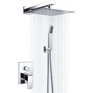 American Imaginations 7.87-in W Chrome Rain Shower Head and Hand Shower Combo with Faucet