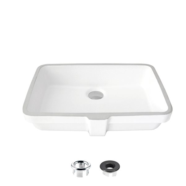 Stylish Ritzy White Porcelain Undermount Rectangular Bathroom Sink (20.37-in x 14.25-in)