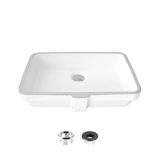 Stylish Ritzy White Porcelain Undermount Rectangular Bathroom Sink (20.37-in x 14.25-in)