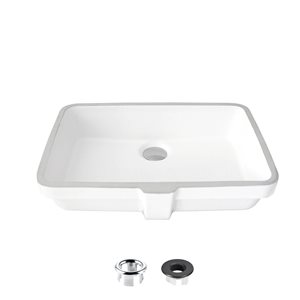 Lavabo de salle de bains rectangulaire encastré Ritzy par Stylish en porcelaine blanche (20,37 po x 14,25 po)