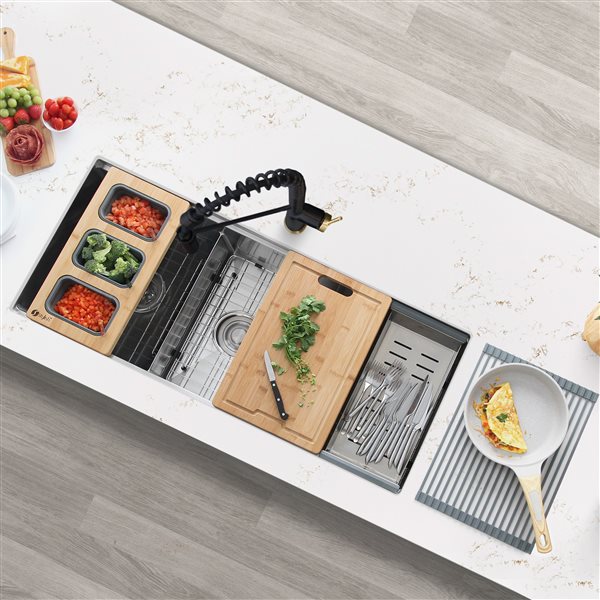Stylish 42-in x 19-in Stainless Steel Double Bowl Undermount Kitchen Sink