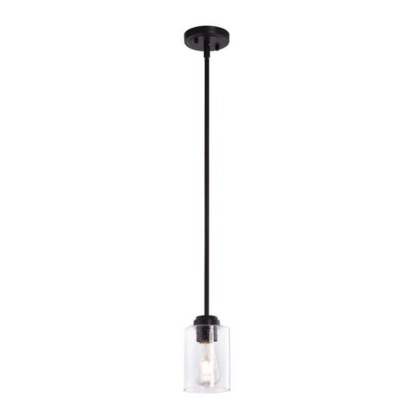 Oil rubbed bronze seeded store glass pendant light