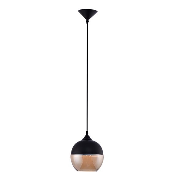 LAZZUR Lighting Erdre Matte Black Traditional Tinted Glass Incandescent Pendant Light