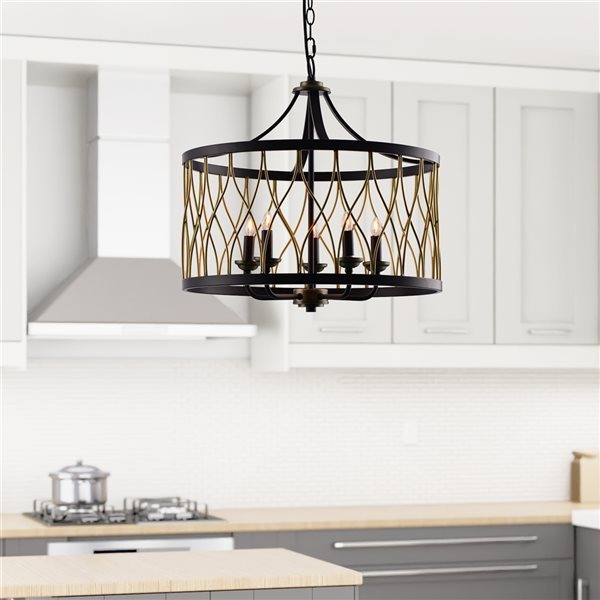 LAZZUR Lighting Selune 5-light Matte Oil Rubbed Bronze Traditional Pendant