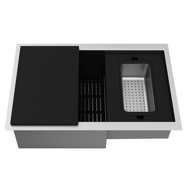 VIGO Hampton 28 in. St. Steel Sink with Grid and Strainer with Accessories