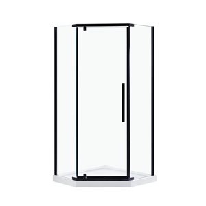 OVE Decors Christelle Black 74.72-in x 37.99-in x 37.99-in Neo-Angle Corner Shower Kit - 2-Piece