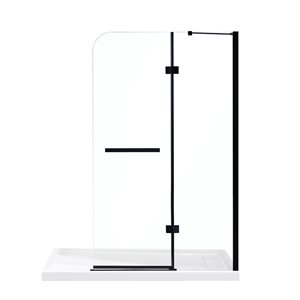 OVE Decors Annie 72.01-in H x 45.39-in to 46.18-in W Frameless Hinged Black Shower Door (Clear Glass)