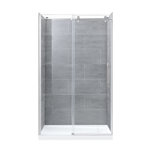 OVE Decors Mila Grey Tiles 47.68-in x 31.3-in x 80-in Alcove Shower Kit - 2-Piece