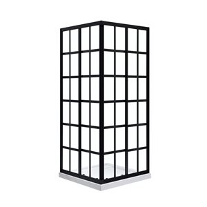 OVE Decors Marissa 78.74-in H x 34.29-in to 35.08-in W Bypass/Sliding Black Shower Door (Patterned Glass)