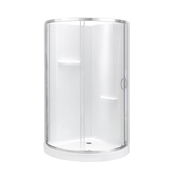 OVE Decors Breeze Chrome 77.48-in x 32.68-in x 32.68-in Round Corner Shower Kit - 3-Piece