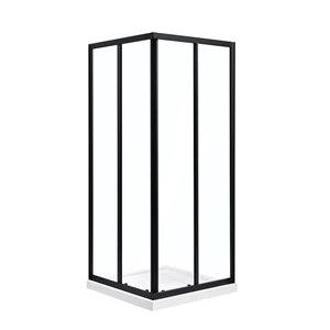 OVE Decors Marissa 78.74-in H x 32.32-in to 33.11-in W Bypass/Sliding Black Shower Door (Clear Glass)