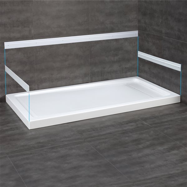 OVE Decors Erika 32.01-in x 60-in White Acrylic Shower Base with Reversible Drain