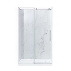 OVE Decors Mila 78.74-in H x 46.46-in to 48.03-in W Frameless Bypass/Sliding Chrome Shower Door (Clear Glass)