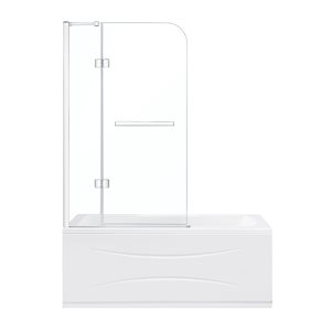 OVE Decors Annie 57.99-in H x 36.38-in to 37.17-in W Frameless Hinged Chrome Bathtub Door (Clear Glass)