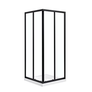 OVE Decors Marissa 78.74-in H x 34.29-in to 35.08-in W Bypass/Sliding Black Shower Door with Shower Base