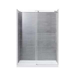 OVE Decors Mila Grey Tiles 59.69-in x 31.3-in x 80-in Alcove Shower Kit - 2-Piece