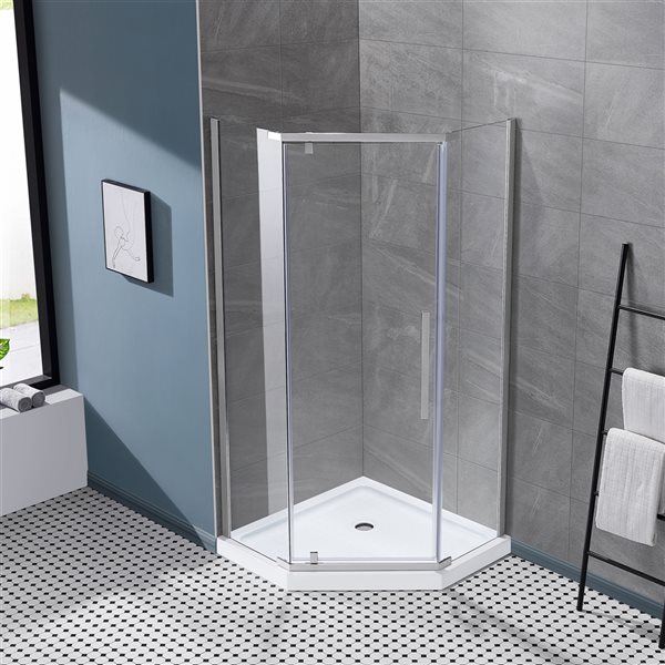 Ensemble de douche en coin Emily-Swift par OVE Decors chrome poli