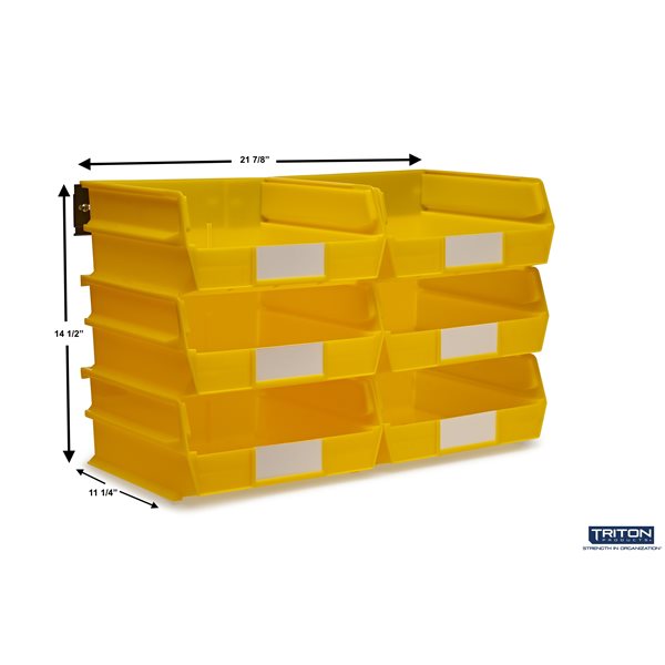 LocBin Wall Storage Bin System in Yellow (6-Bins) and 2- Wall Mount Rails