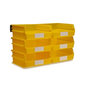 LocBin Wall Storage Bin System in Yellow (6-Bins) and 2- Wall Mount Rails