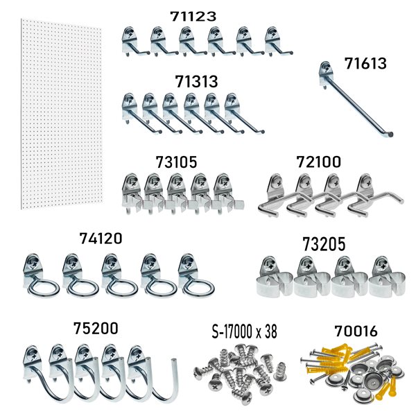 Triton Products 24-in W x 42-in H White High-Density Fibreboard Pegboard Kit - 37-Piece