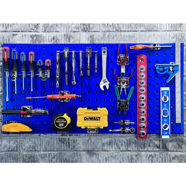 (2) 18"W x 36"H Blue Steel Square Hole Pegboards w/ 30 pc. LocHook & Bin System