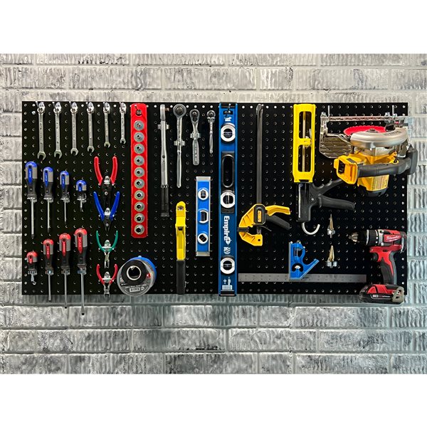 Triton Products 24-in W x 42-in H Black High-Density Fibreboard Pegboard Kit - 37-Piece