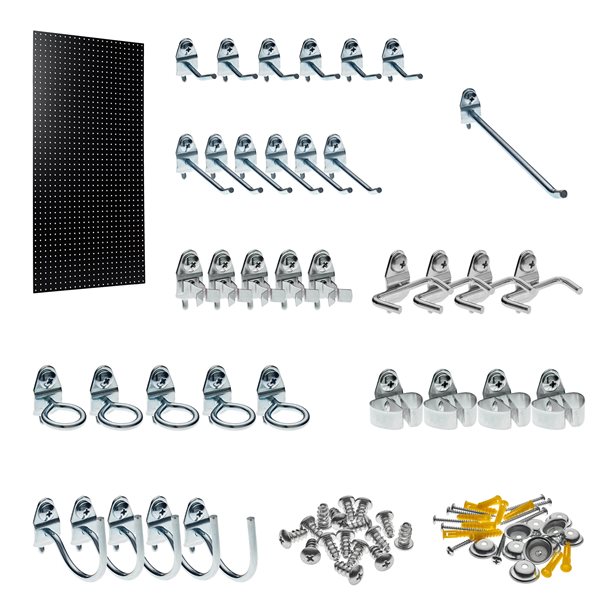 Triton Products 24-in W x 42-in H Black High-Density Fibreboard Pegboard Kit - 37-Piece