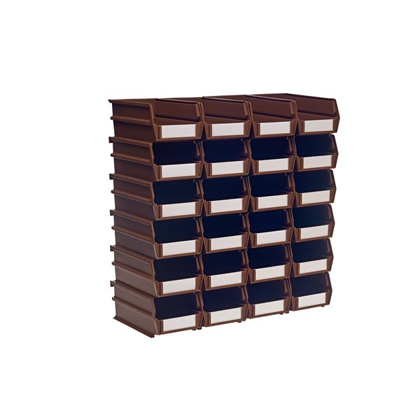LocBin Stacking Hanging Interlocking Poly Storage Bin in Brown (24-Pack)