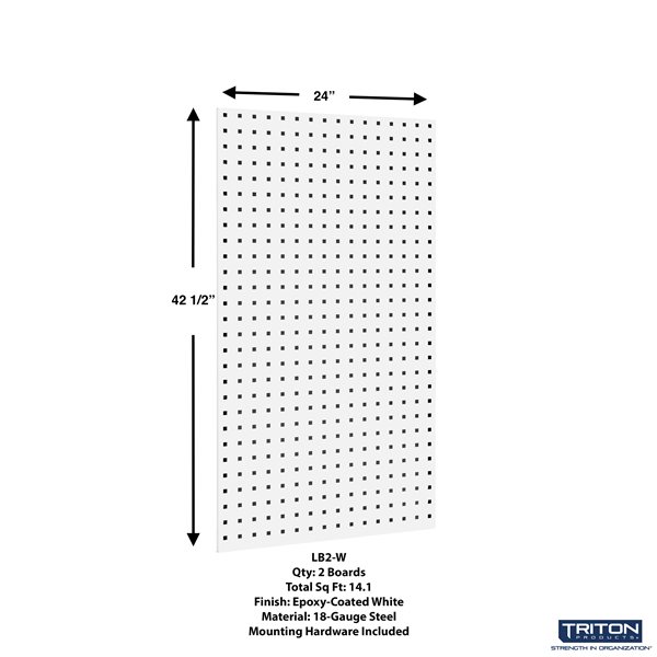 (2) 24"W x 42.5"H White Steel Square Hole Pegboards w/63 pc. LocHook Assort.