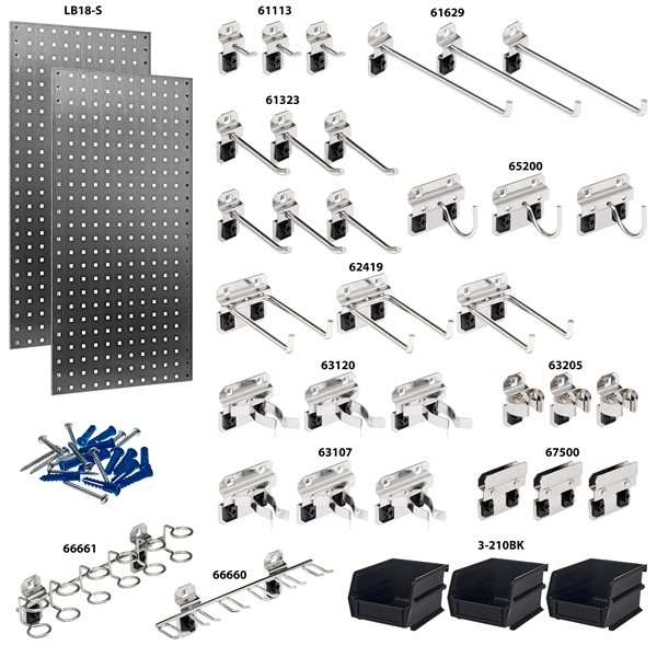 (2) 18 In. W x 36 In. H x 1/2 In. D 304 Stainless Square Hole Pegboard Kit