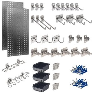 (2) 18 In. W x 36 In. H x 1/2 In. D 304 Stainless Square Hole Pegboard Kit