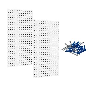 (2) 18 In. W x 36 In. H x 9/16 In. D White  Steel Square Hole Pegboards