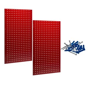 (2) 24 In. W x 42-1/2 In. H x 9/16 In. D Red Steel Square Hole Pegboards