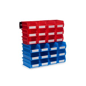 Triton Products LocBin 4.13-in W x 3-in H Red/Blue Polypropylene Pegboard Baskets with Wall Mount Rails - 26-Piece