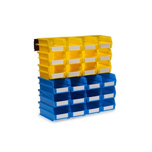 Triton Products LocBin 4.13-in W x 3-in H Yellow/Blue Polypropylene Pegboard Baskets with Wall Mount Rails - 26-Piece
