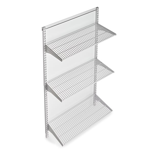 Triton Products 33L x 63H Wall Mount Shelving with 3 Steel Wire Shelves & Mounting Hardware 1799-WHT