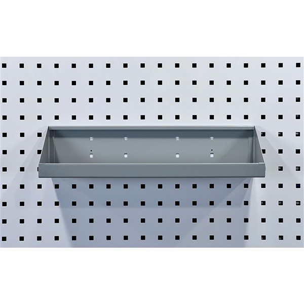 Triton Products LocBoard 18in W x 6.5in D Grey Steel Pegboard Shelf