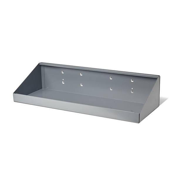 Triton Products LocBoard 18in W x 6.5in D Grey Steel Pegboard Shelf