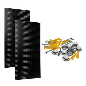 (2) Wall Ready Black 24"W x 42"H x 1/4"D HDF Pegboards with Mounting Hardware