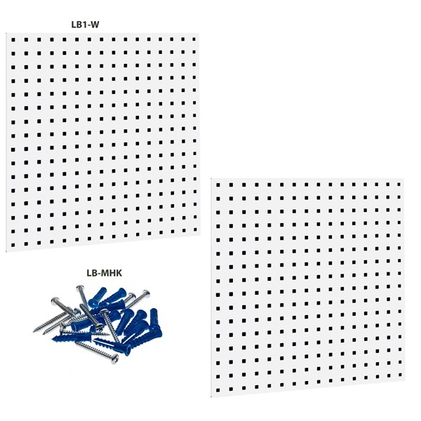 (2) 24"W x 24"H x 9/16"D White Epoxy, 18 Gauge Steel Square Hole Pegboards